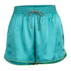 DANNIJO Silk Boxing Shorts Neon Turquoise Drawstring Sz L
